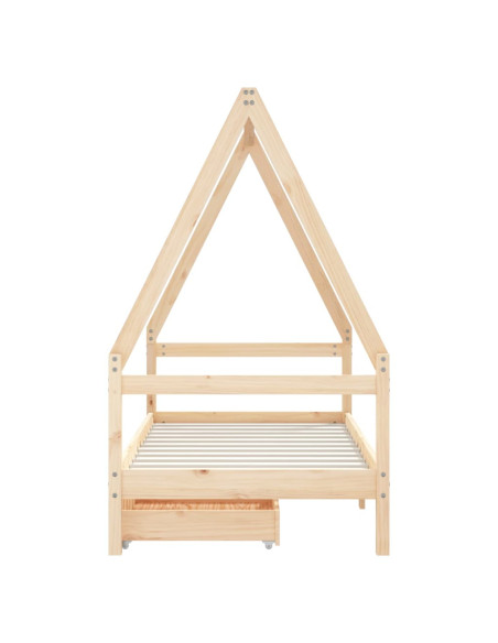 Giroletto per Bambini con Cassetti 80x160cm Legno Massello Pino
