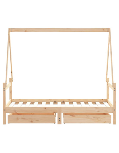 Giroletto per Bambini con Cassetti 80x160cm Legno Massello Pino
