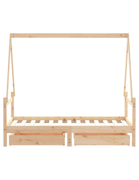 Giroletto per Bambini con Cassetti 80x160cm Legno Massello Pino