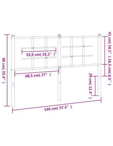 Testiera in Metallo Nero 140 cm