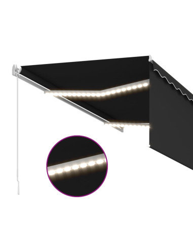 Tenda da Sole Retrattile Manuale con LED 3,5x2,5 m Antracite