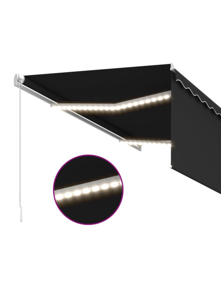 Tenda da Sole Retrattile Manuale con LED 3,5x2,5 m Antracite