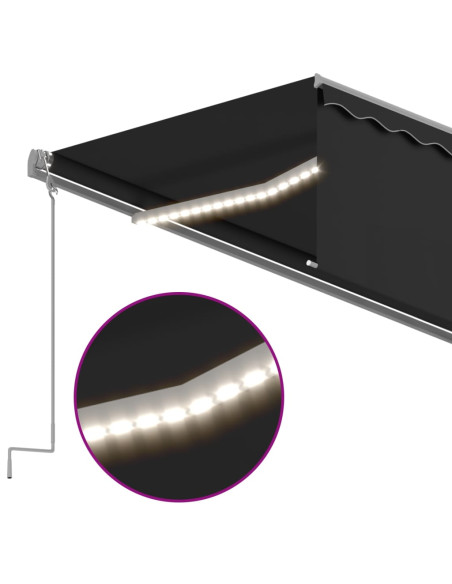 Tenda da Sole Retrattile Manuale con LED 6x3 m Antracite