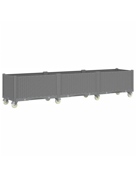Fioriera da Giardino con Ruote Grigio Chiaro 240x50x54 cm in PP