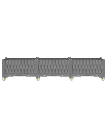 Fioriera da Giardino con Ruote Grigio Chiaro 240x50x54 cm in PP