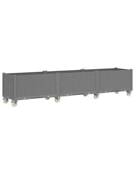 Fioriera da Giardino con Ruote Grigio Chiaro 240x50x54 cm in PP