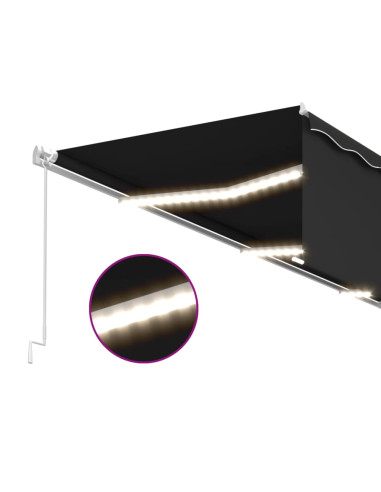 Tenda da Sole Retrattile Manuale con LED 6x3 m Antracite