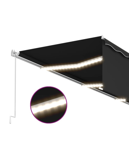 Tenda da Sole Retrattile Manuale con LED 6x3 m Antracite