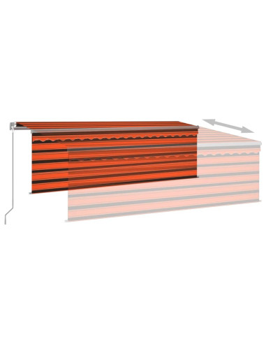 Tenda Sole Retrattile Manuale Parasole LED 4x3m Arancio Marrone