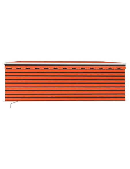 Tenda Sole Retrattile Manuale Parasole LED 4x3m Arancio Marrone