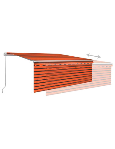 Tenda Sole Retrattile Manuale Parasole LED 4x3m Arancio Marrone