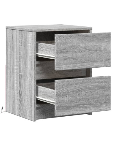 Comodini con Luci LED 2pz Grigio Sonoma in Legno Multistrato