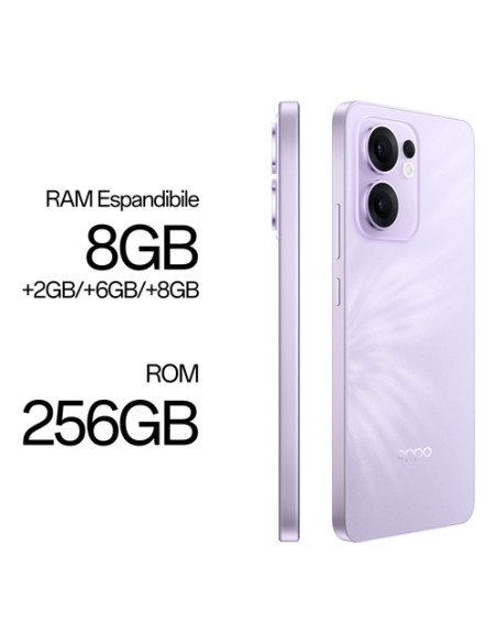 OPPO Reno13 F 5G AI Smartphone, Tripla fotocamera 50+8+2MP, Selfie 32MP, Display 6.67” 120HZ AMOLED FHD+, 5800mAh, RAM 8GB(Esp