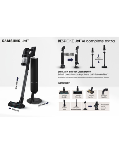 Samsung Aspirapolvere senza filo BESPOKE Jet™ AI complete extra 280W VS28C9784QK