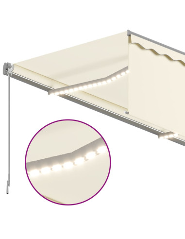 Tenda da Sole Retrattile Manuale con LED 3x2,5 m Crema