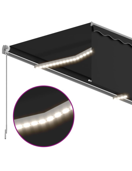 Tenda da Sole Retrattile Manuale con LED 3x2,5 m Antracite