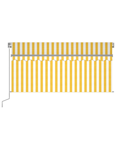 Tenda Sole Retrattile Manuale Parasole LED 3x2,5m Gialla Bianca