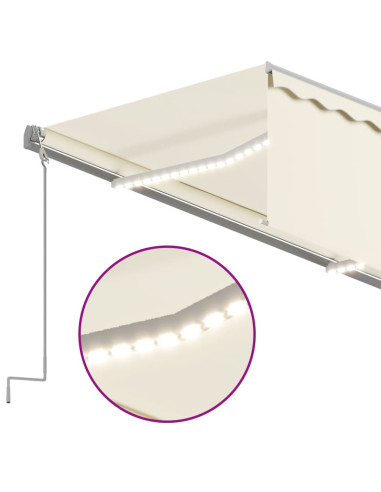 Tenda Automatica con Parasole LED e Sensore Vento 3x2,5m Crema
