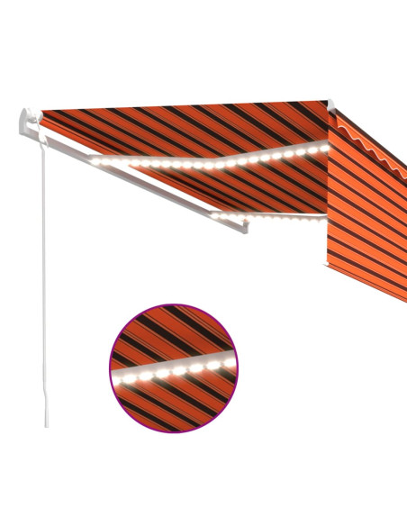 Tenda Automatica LED Sensore Vento 4x3 m Arancione Marrone