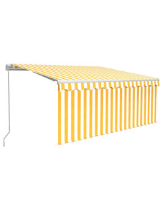Tenda Sole Retrattile Manuale Parasole LED 3x2,5m Gialla Bianca 2