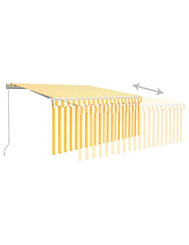 Tenda Sole Retrattile Manuale Parasole LED 3x2,5m Gialla Bianca