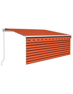 Tenda Sole Retrattile Manuale con LED 3x2,5m Arancione Marrone 2