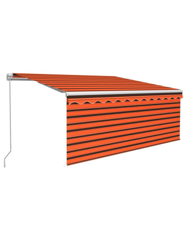Tenda Sole Retrattile Manuale con LED 3x2,5m Arancione Marrone
