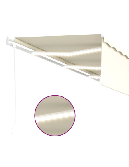 Tenda Automatica con Parasole LED e Sensore Vento 6x3 m Crema
