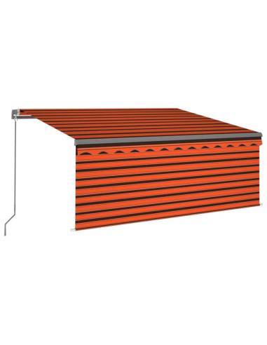Tenda Sole Retrattile Manuale con LED 3x2,5m Arancione Marrone