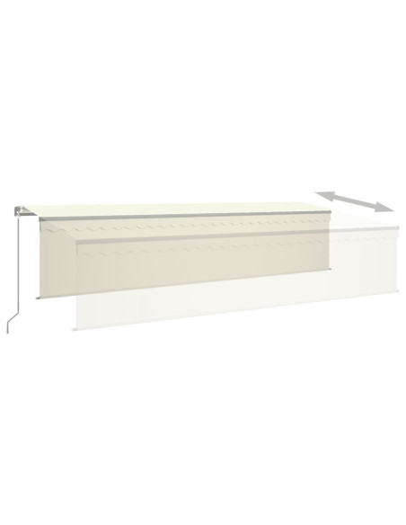 Tenda da Sole Retrattile Manuale con LED 6x3 m Crema