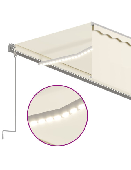 Tenda da Sole Retrattile Manuale con LED 6x3 m Crema