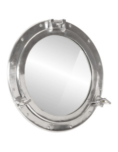 Specchio da Parete Design Oblò Ø50 cm in Alluminio e Vetro 2