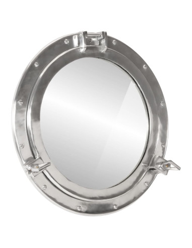 Specchio da Parete Design Oblò Ø50 cm in Alluminio e Vetro