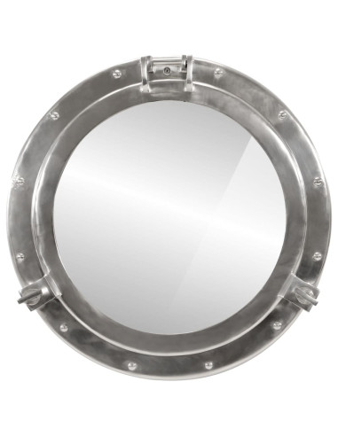 Specchio da Parete Design Oblò Ø50 cm in Alluminio e Vetro