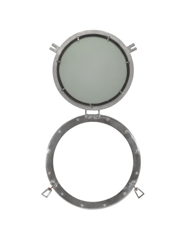 Specchio da Parete Design Oblò Ø50 cm in Alluminio e Vetro