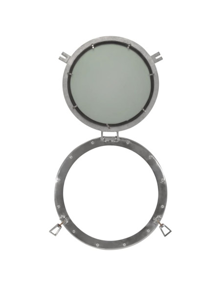 Specchio da Parete Design Oblò Ø50 cm in Alluminio e Vetro