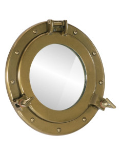 Specchio da Parete Design Oblò Ø30 cm in Alluminio e Vetro 2