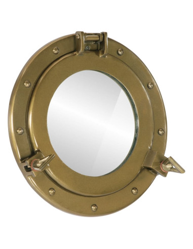 Specchio da Parete Design Oblò Ø30 cm in Alluminio e Vetro