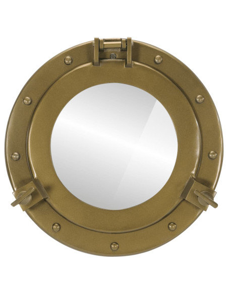 Specchio da Parete Design Oblò Ø30 cm in Alluminio e Vetro
