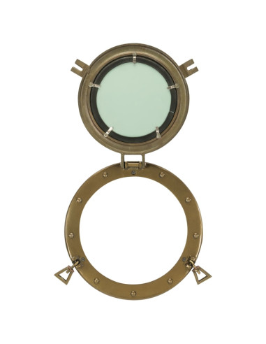 Specchio da Parete Design Oblò Ø30 cm in Alluminio e Vetro