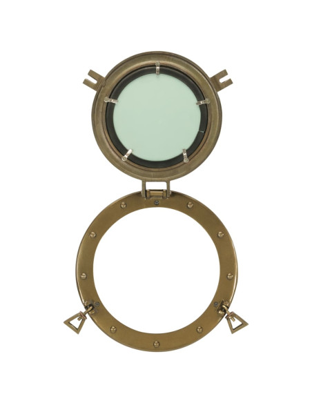 Specchio da Parete Design Oblò Ø30 cm in Alluminio e Vetro