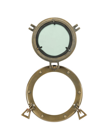 Specchio da Parete Design Oblò Ø23 cm in Alluminio e Vetro