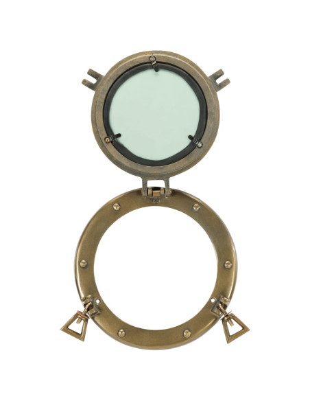 Specchio da Parete Design Oblò Ø23 cm in Alluminio e Vetro