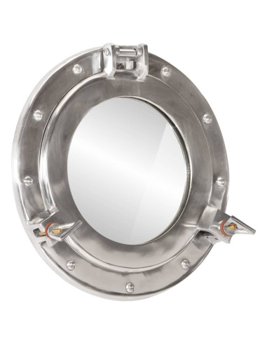 Specchio da Parete Design Oblò Ø30 cm in Alluminio e Vetro