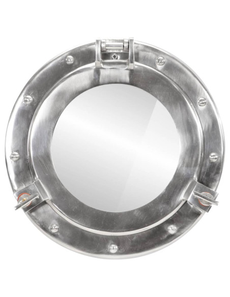 Specchio da Parete Design Oblò Ø30 cm in Alluminio e Vetro