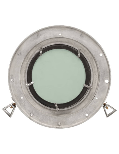 Specchio da Parete Design Oblò Ø30 cm in Alluminio e Vetro