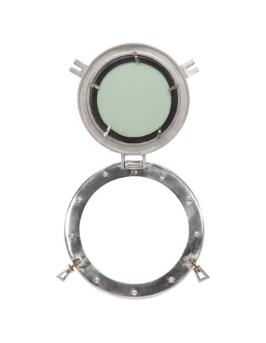 Specchio da Parete Design Oblò Ø30 cm in Alluminio e Vetro