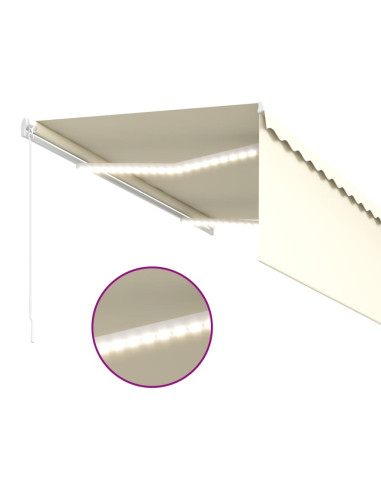 Tenda da Sole Retrattile Manuale con LED 3,5x2,5 m Crema