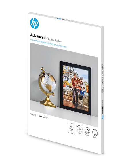HP Carta fotografica Advanced, lucida, 250 g/m2, A4 (210 x 297 mm), 25 fogli