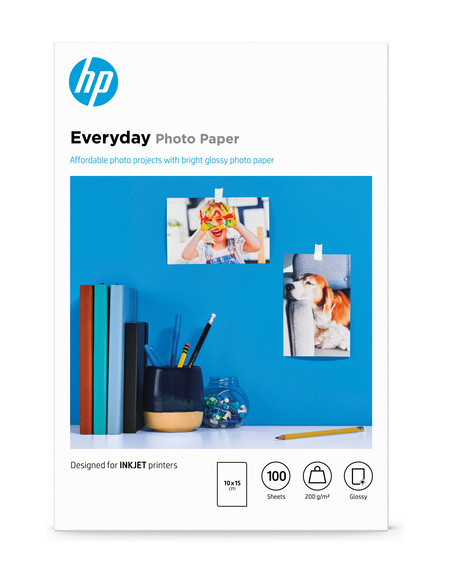 HP Carta fotografica Everyday, lucida, 200 g/m2, 10" x 15" (101 x 152 mm), 100 fogli